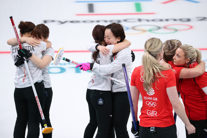 2018 PyeongChang Olympics Curling Women s 3rd Place Match Japan Wins Bronze Medal Japan team group  JPN  FEBRUARY 24, 2018   Curling : Women s 3rd place match between Great Britain   Japan at Gangneung Curling Centre during the PyeongChang 2018 Olympic Winter Games in Gangneung, South Korea.  Photo by YUTAKA AFLO SPORT 