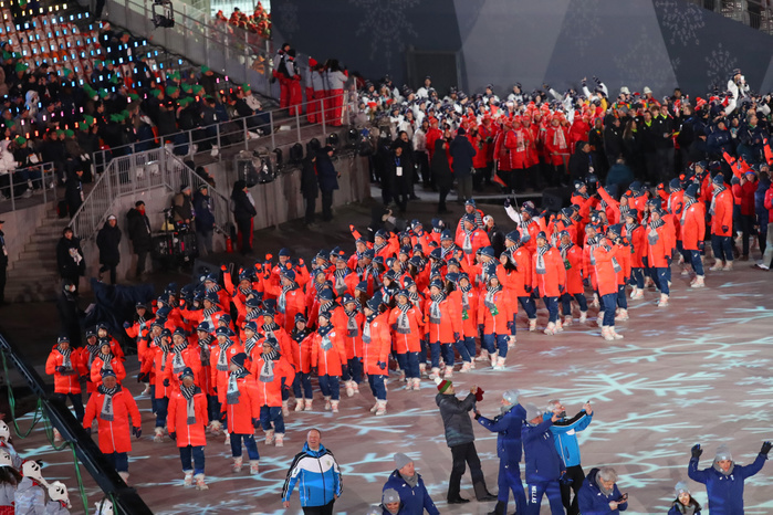 2018 PyeongChang Olympics Closing Ceremony Japan Delegation  JPN  FEBRUARY 25, 2018 : PyeongChang 2018 Olympic Winter Games Closing Ceremony at PyeongChang Olympic Stadium in Pyeongchang, South Korea.  Photo by Yohei Osada AFLO SPORT 
