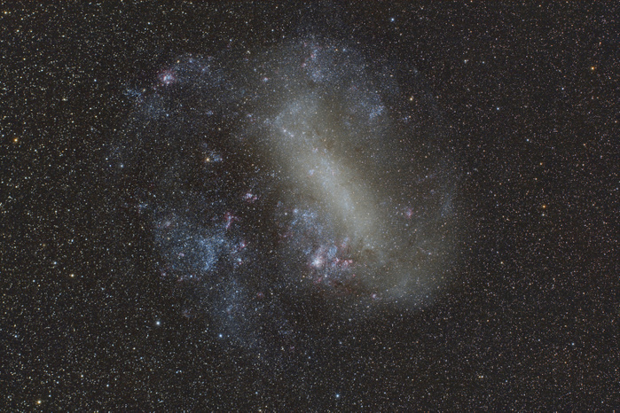 Namibia, Region Khomas, near Uhlenhorst, Astrophoto of the Large Magellanic Cloud (LMC, PGC 17223), irregular galaxy visible from the southern hemisphere