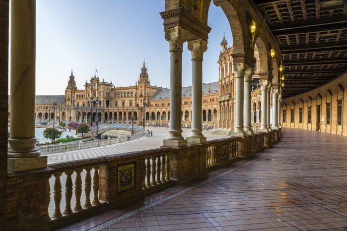 Spain Arcade, Plaza de Espana, Seville, Andalusia, Spain, Europe