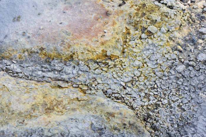 Sulphurous mineral deposits, Seltun geothermal area near Krysuvik or Krisuvik, Reykjanesskagi, Southern Peninsula or Reykjanes, Iceland, Europe