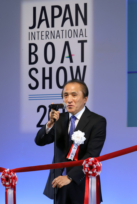 Japan International Boat Show 2018 March 8, 2018, Yokohama, Japan   Hiroyuki Yanagi, Japan s Yahama Motor chairman and Japan Marine Industry Association chairman delivers a speech at the opening ceremony of the Japan International Boat Show in Yokohama, suburban Tokyo on Thursday, March 8, 2018. Toyota will strat to sell similar and bigger sized vessel in the United States in 2019 and will put it on the domestic market in 2020.     Photo by Yoshio Tsunoda AFLO  LWX  ytd 