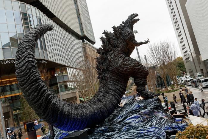 Godzilla statue unveiled in front of Hibiya Chanter A new Godzilla statue was unveiled in front of Hibiya Chanter shopping mall in Yurakucho district on March 22, 2018, Tokyo, Japan. The new statue measures 3 meters in height including its platform and is modeled after a creature from the movie Shin Godzilla released in 2016.  Photo by Rodrigo Reyes Marin AFLO 