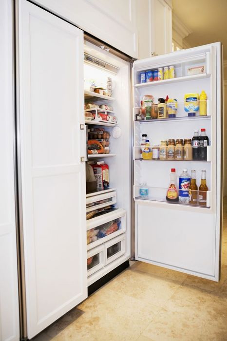 Open refrigerator in a kitchen
