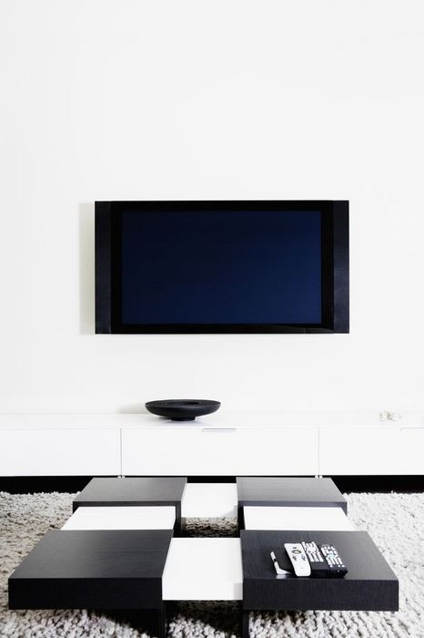 LCD television mounted on a wall