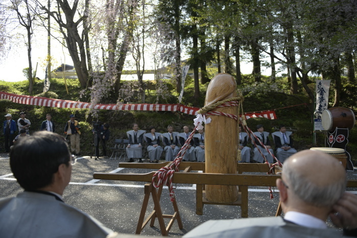 JAPAN FESTIVAL PHALLUS IWATE, JAPAN   APRIL 29 : A large wooden phallus named Konsei sama, which is named after a fertility god, is seen in the festival grounds during the Konsei Festival  Fertility Festival  at Osawa Onsen in Hanamaki on April 29, 2018, Iwate Prefecture, Japan. Festival participants carry the Konsei sama wooden phallus, which consists of a height of 1.4m and a weight of 150kg, to Osawa Onsen annually to wash out the dust that accumulates over a one year period, which symbolizes match making, fertility, and safe birth.  Photo: Richard Atrero de Guzman   Aflo  