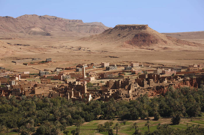 Morocco Africa, North Africa, Morocco, Tinerhir, Dades Valley, Atlas Mountains, Village, Palm Groves, Fields