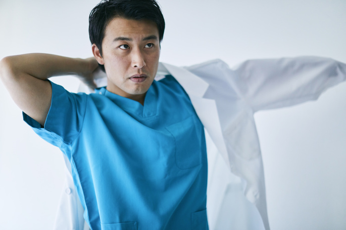 Japanese doctor wearing a white coat