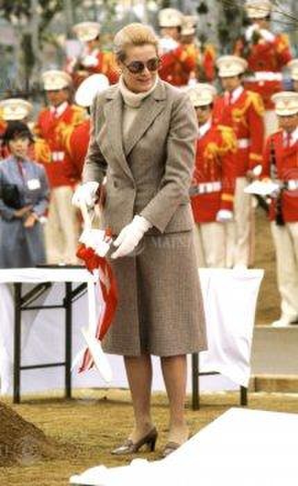 King and Queen of Monaco visit Japan The King and Queen of Monaco visit Japan Queen Grace planting a commemorative tree at the Portopia venue On April 4, 1981, King Rainier III  58  and Queen Grace  51  of the Principality of Monaco, together with their second daughter Princess Stephanie  16 , arrived in Japan by Air France plane arriving at Osaka International Airport to visit Portopia 81 being held in Kobe. They arrived in Japan on an Air France plane arriving at Osaka International Airport to visit Portopia 81, which is currently being held in Kobe. Queen Grace is the former popular Hollywood actress Grace Kelly. The King and Queen Grace stayed in Japan for 10 days, visited Portopia, attended the Monaco Art Exhibition, and visited famous places in Kyoto and Toba before coming to Tokyo on the 11th, meeting His Majesty the Emperor at the Imperial Palace on the 13th, and leaving Narita Airport for Hawaii that night. Queen Grace planting a commemorative tree at the Portopia venue on Port Island in Kobe, Hyogo Prefecture, April 6, 1981  photo by a member of the Publications Photography Department .
