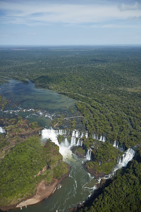 Argentinian side of Iguazu Falls, on Brazil - Argentina Border, South America - aerial