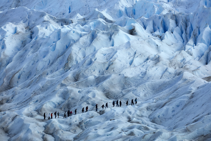 Argentina Hikers on Perito Moreno Glacier, Parque Nacional Los Glaciares  World Heritage Area , Patagonia, Argentina, South America
