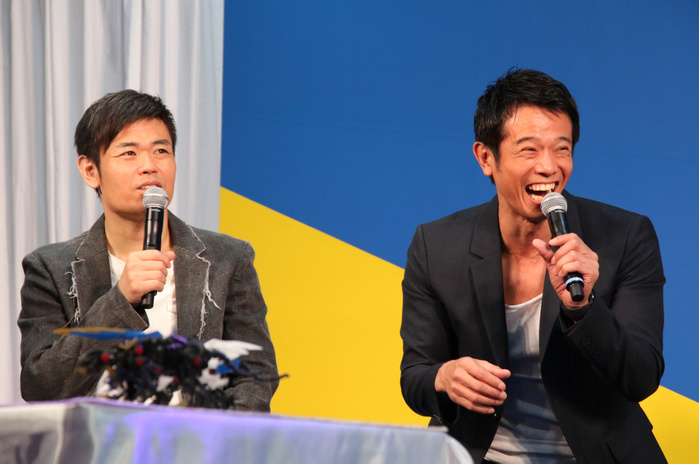 Tokyo Toy Show 2018 June 7, 2018, Tokyo, Japan   Japeanese comedy duo  Shinagawa Shoji  members Tomoharu Shoji  R  and Hiroshi Shinagawa attend a promotion of Tomy s  Zoids Wild  at the annual International Tokyo Toy Show in Tokyo on Thursday, June 7, 2018. Some 160,000 people are expecting to visit a four day toy trade show which displays 35,000 latest toys.     Photo by Yoshio Tsunoda AFLO  LWX  ytd 