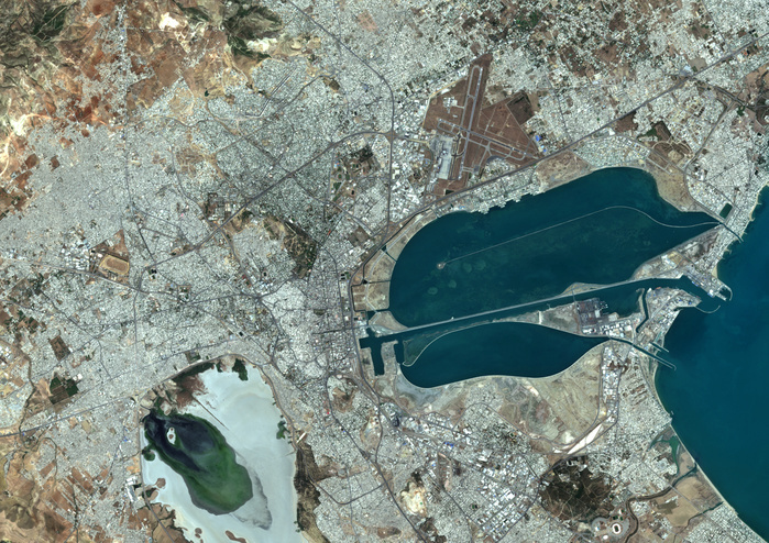 Satellite photo Tunisia Color satellite image of Tunis, capital city of Tunisia. Image collected on August 19, 2017 by Sentinel 2 satellites.