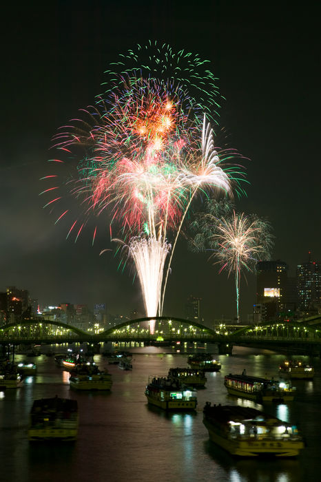 Sumida River Fireworks Festival JULY 28, 2007 : A general view of the Sumida River Fireworks Festival in Tokyo, Japan. Yamanashi/AFLO) [2144].