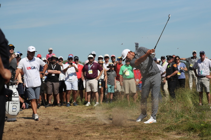 2018 U.S. Open Final Day Brooks Koepka of USA plays an aproach shot on 5th hole during the final round of the 118th U.S. Open Championship at the Shinnecock Hills Golf Club in Southampton, New York, United States, on June 16, 2018.  Photo by Koji Aoki AFLO SPORT  