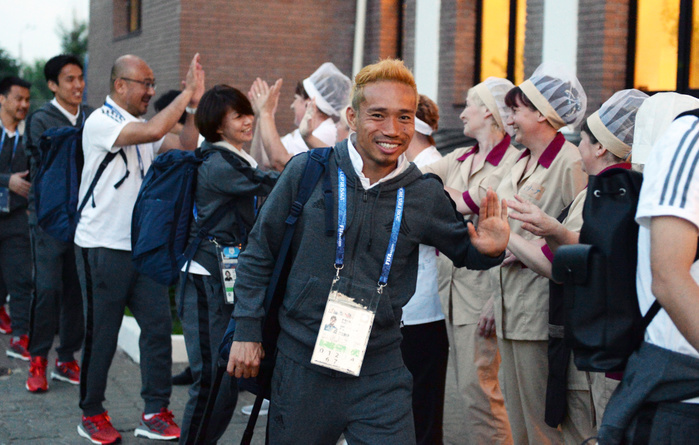 Japan triumphs at 2018 FIFA World Cup with first round win, returns to camp Japan team group arrive the base camp, Kazan after winning the FIFA World Cup Russia 2018 Group H match between Colombia 1 2 Japan at Mordovia Arena, in Saransk, Russia.  Photo by JFA AFLO 