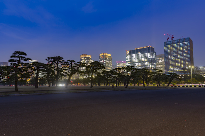 Plaza in front of the Imperial Palace at night