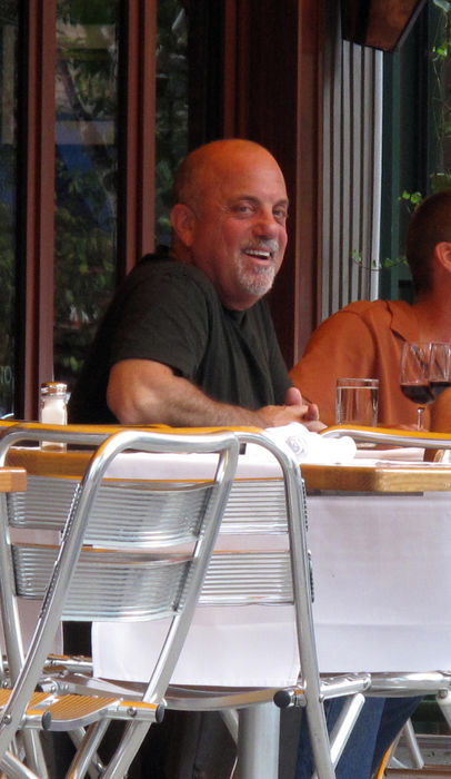 Billy Joel, Aug 24, 2009 : Singer Billy Joel having lunch, drinking red wine with two friends at Da Silvano Restaurant. But loot like he had too much to drink because when he left he couldn't walk strait and bumped into a person on the Street and didnt even say that he was sorry. New York, NY, USA. Monday, August 24, 2009. (Photo by Celebrity Vibe/AFLO) [2361]