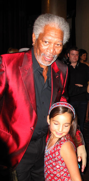 Morgan Freeman and Emily Bear, Oct 18, 2009 : First Annual Noble Humanitarian Awards Inside. Beverly Hilton Hotel. Beverly Hills, CA, USA. Sunday, October 18, 2009. (Photo by Celebrity Vibe/AFLO) [2361]