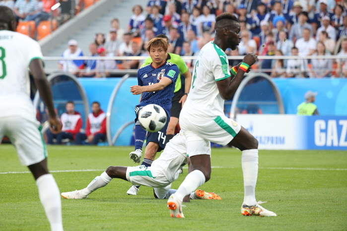 2018 FIFA World Cup Inui scores equalizer Japan s Takashi Inui scores a goal during the FIFA World Cup Russia 2018 Group H match between Japan 2 2 Senegal at Ekaterinburg Arena in Yekaterinburg, Russia, June 24, 2018.  Photo by JFA AFLO 