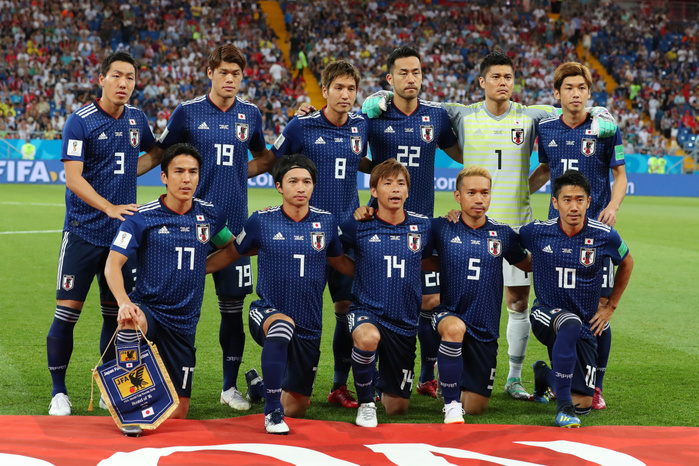 2018 FIFA World Cup Final First Round Japan team group line up  JPN  JULY 2, 2018   Football   Soccer :. FIFA World Cup Russia 2018 round of 16 match between Belgium   Japan at Rostov Arena, Rostov On Don, Russia.  Photo by Yohei Osada AFLO SPORT 