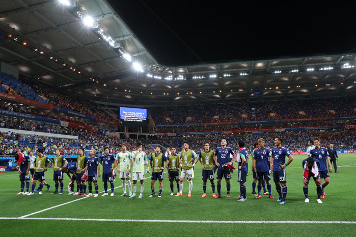 2018 FIFA World Cup Final Tournament First Round: Japan Upset by Belgium Japan team group  JPN , JULY 2, 2018   Football   Soccer : FIFA World Cup Russia 2018 round of 16 match between Belgium 3 2 Japan at Rostov Arena, Rostov On Don, Russia.  Photo by Yohei Osada AFLO SPORT 