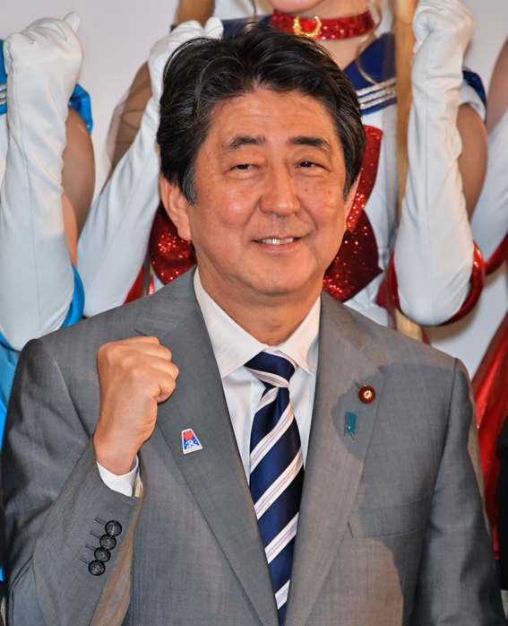  Japonism 2018  send off party in Tokyo Japan s Prime Minister, Shinzo Abe, July 2, 2018, Tokyo, Japan : Japan s Prime Minister Shinzo Abe attends the send off party for  Japonism 2018: souls in harmony  in Tokyo, Japan on July 2, 2018. Japan s traditional and pop culture events including art exhibitions, theatrical performances, 100 movies and fireworks will be carried in France mainly in Paris for 160th anniversary event for establishment of diplomatic relations between France and Japan in 2018.  Photo by AFLO 