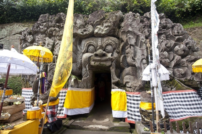 Indonesia Entrance to the elephant cave Goa Gajah, temple Goa Gaja, Ubud, Bali, Indonesia, Asia