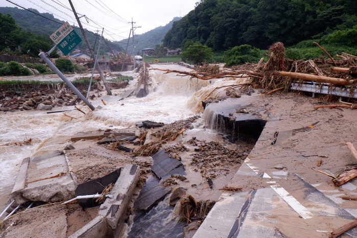 Record rainfall in western Japan Takehara City, Hiroshima Prefecture, damaged by the record breaking rainfall that hit western Japan on July 7, 2018.