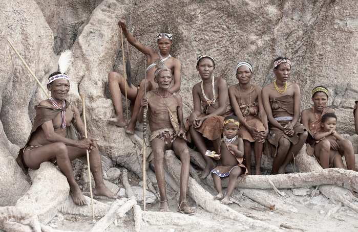 bushman Group of bushmen under a tree