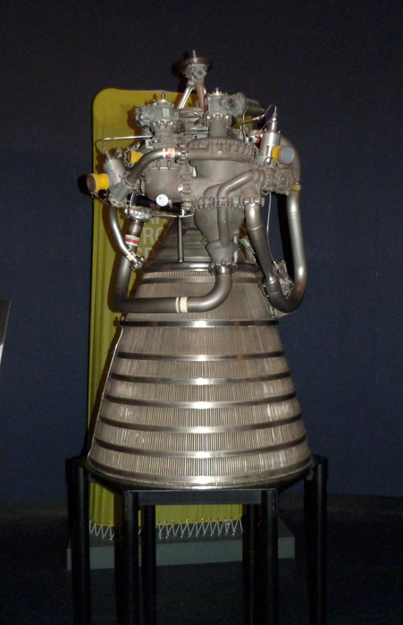 The RL-10 liquid-fuel cryogenic rocket engine used on the Centaur, S-IV and DCSS upper stages. Built in the United States of America by Pratt & Whitney Rocketdyne. The RL-10 was the first liquid hydrogen rocket engine to be built in the United States, and development of the engine by Marshall Space Flight Center and Pratt & Whitney began in the 1950s, with the first flight occurring in 1961