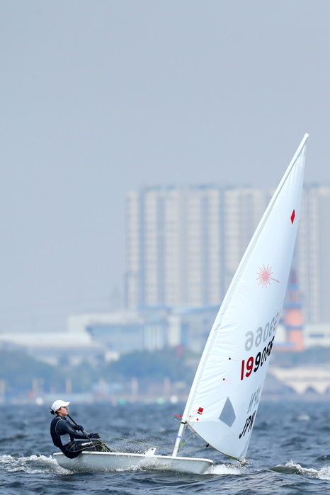 2018 Asian Games Sailing Laser Radial Class Aimi Doi Manami Doi  JPN  AUGUST 26, 2018   Sailing :. Laser Radial Race at Indonesia National Sailing Center during the 2018 Jakarta Palembang Asian Games Sailing : Laser Radial Race at Indonesia National Sailing Center during the 2018 Jakarta Palembang Asian Games in Jakarta, Indonesia.  Photo by Naoki Nishimura AFLO SPORT 