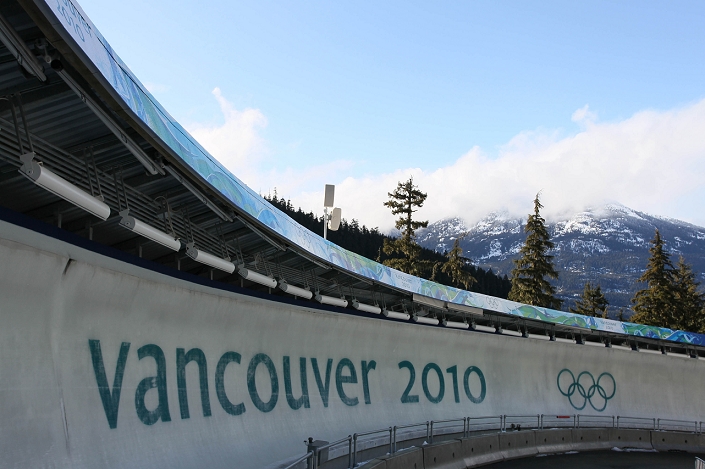 2010 Vancouver Olympics Luge venue Whistler Sliding Centre, FEBRUARY 14, 2010   Luge : A general view of the track of the Whistler Sliding Centre, the venue of the luge competitions for the Vancouver 2010 Olympic Winter Games in Whistler, British Columbia, Canada.  Photo by AFLO SPORT   1080 .