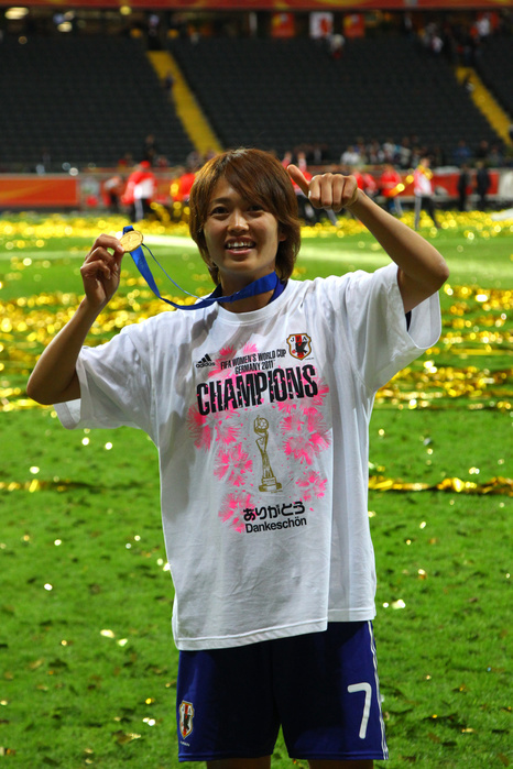2011 FIFA Women s World Cup Final Kozue Ando  JPN , JULY 17, 2011   Football   Soccer : Japan s Kozue Ando celebrates with the medal after winning the FIFA Women s World Cup Germany 2011 Final match between Japan 2 3 1 2 United States at Commerzbank Arena in Frankfurt am Main, Germany.
