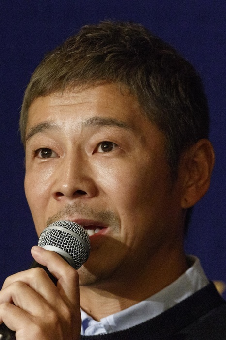 Japanese billionaire plans to visit the moon in 2023 Yusaku Maezawa, founder and CEO of Japanese online fashion retailer Zozotown, speaks during a news conference at the Foreign Correspondents  Club of Japan on October 9, 2018, Tokyo, Japan. Maezawa spoke about his plan to become the first private customer for Elon Musk s SpaceX project to travel around the moon with a group of artists whose names are not yet confirmed.  Photo by Rodrigo Reyes Marin AFLO 