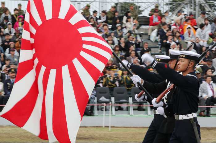 2018 Self Defense Forces Review Ceremony October 14, 2018, Asaka, Japan   Members of Japanese Maritime Self Defense Force s sailors march during the annual military review at the Ground Self Defence Force s Asaka training ground, suburban Tokyo on Sunday, October 14, 2018. 4,000 military personels, 260 military vehicles and 40 aircrafts participated the parade.     Photo by Yoshio Tsunoda AFLO  LWX  ytd 