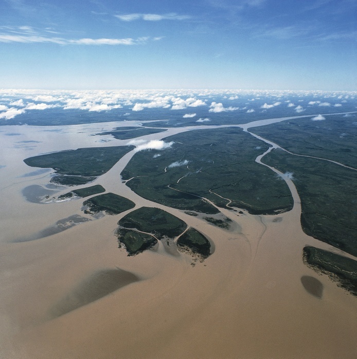Triangle of the La Plata River, Argentina Rio de la Plata  River Plate  estuary of the Parana River, Argentina. Aerial view.