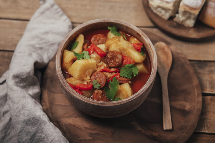 Riojan cuisine, stew with potatoes and chorizo Riojan cuisine, stew with potatoes and chorizo