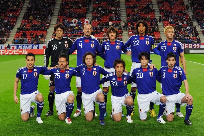 2011 AFC Asian Cup Qualifier Japan National Team Group Line Up  JPN , March 3, 2010   Football : AFC Asian Cup Qatar 2011 Qualification Round match between Japan 2 0 Bahrain at TOYOTA Stadium, Aichi, Japan.  Photo by AFLO SPORT   1045 .