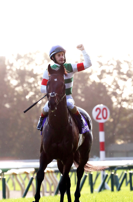 2018 Tennou sho Autumn  G1  Won by Leo de Oro October 28, 2018, Tokyo, Japan   French jockey Christophe Lemaire riding Rey de Oro reacts to audience after he wins the Tenno Sho, Autumn at the Tokyo Racecouse in Tokyo on Sunday, October 28, 2018. Rey de Oro wins 2,000m race with a time of 1 minutes 56.8 seconds, while Joao Moreira of Brazil riding Sungrazer finished the second and Yuga Kawada riding Kiseki finished the third.     Photo by Yoshio Tsunoda AFLO  LWX  ytd 