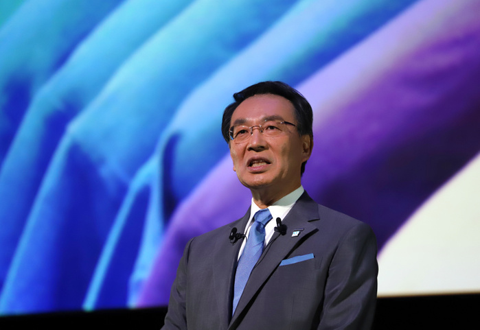 Panasonic 100th anniversary event October 30, 2018, Tokyo, Japan   Japanese electronics giant Panasonic president Kazuhiro Tsuga delivers a keynote speech for the opening of the company s high tech exhibition  Cross Value Innovation Forum 2018  in Tokyo on Tuesday, October 30, 2018. Panasonic exhibited their latest technologies at a four day convention to celebrate the company s 100th anniversary.     Photo by Yoshio Tsunoda AFLO  LWX  ytd 