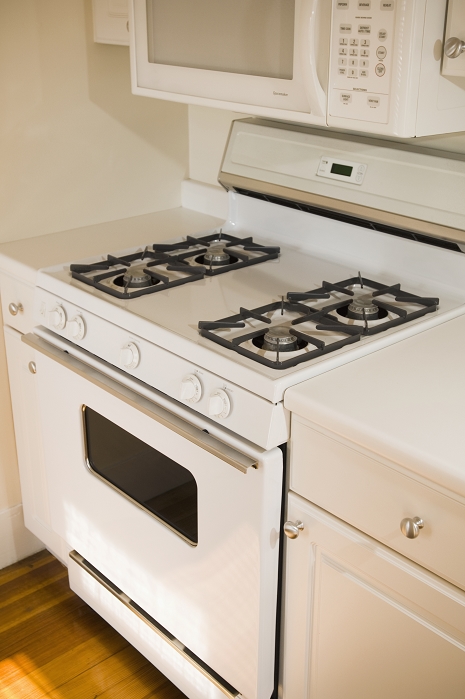 White stove and countertop