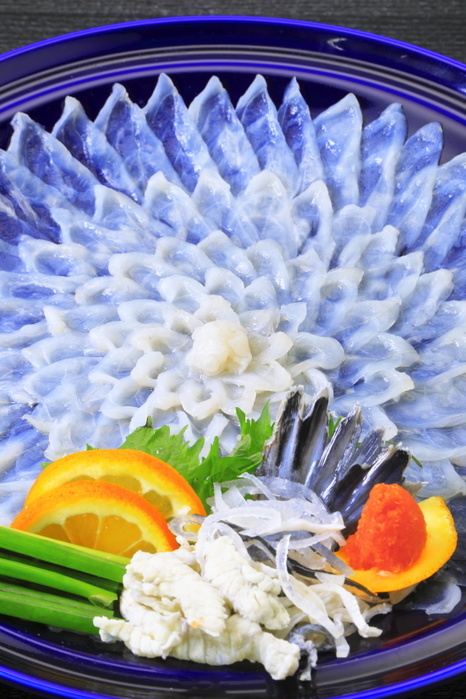 sashimi of puffer fish Tessa serving minutes in Shimonoseki City