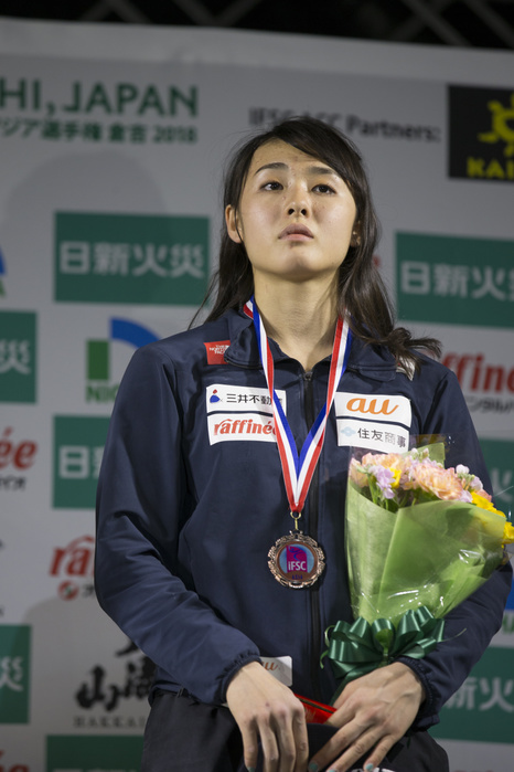 IFSC ACC Asian Championships 2018 3rd place Futaba Ito  JPN  during the IFSC ACC Asian Championships 2018 Women s Combined Award Ceremony at Kurayoshi Sport Climbing Center in Tottori, Japan, November 11, 2018.  Photo by JMSCA AFLO 