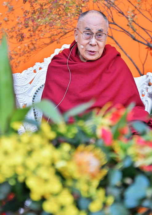  ONE   we are one family    in Tokyo The 14th Dalai Lama attends a talk event  ONE   we are one family    at Hibiya Open Air Concert Hall in Tokyo, Japan on November 17, 2018.
