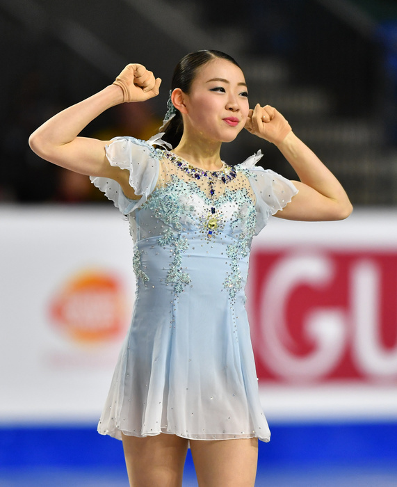 2018 GP Finals Women s SP Rika Kihira shows her guts after her performance in the Grand Prix Final Women s SP, Doug Mitchell Thunderbird Sports Centre, Vancouver, British Columbia, Canada, December 6, 2018  photo date  20181206  photo location  British Columbia, Canada Vancouver, British Columbia, Canada
