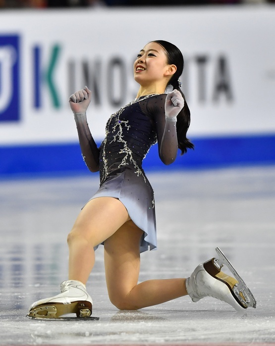 2018 GP Final Women s FS Rika Kihira smiles after her performance in the Grand Prix Final Women s Free Draw on December 8, 2018, at the Doug Mitchell Thunderbird Sports Centre, Vancouver, British Columbia, Canada  photo date 20181208  location British Columbia, Canada Vancouver, BC, Canada