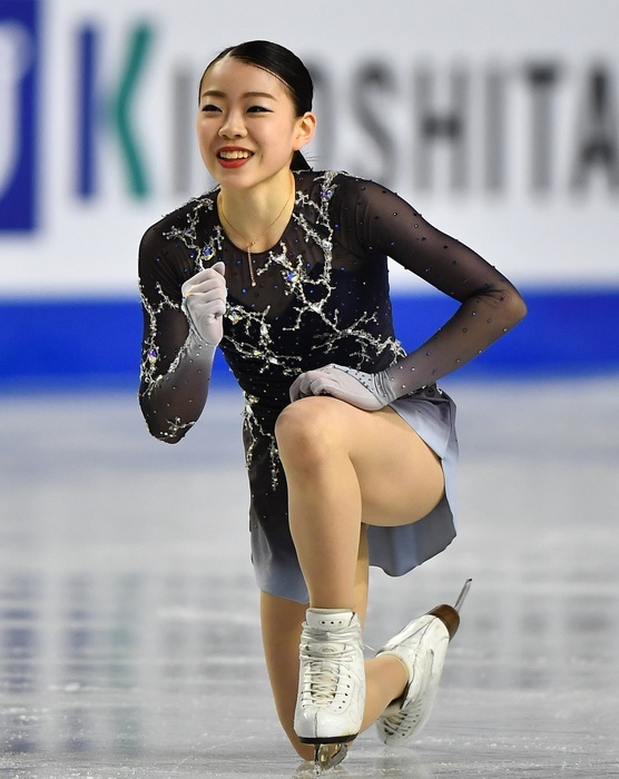 2018 GP Final Women s FS Rika Kihira smiles after her performance in the Grand Prix Final Women s Free Draw on December 8, 2018, at the Doug Mitchell Thunderbird Sports Centre, Vancouver, British Columbia, Canada  photo date 20181208  location British Columbia, Canada Vancouver, BC, Canada
