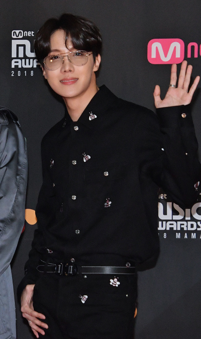 2018 MAMA Fan s Choice in Japan J Hope J hope  Bulletproof Youth Band BTS , Dec 12, 2018 : J Hope of South Korean group BTS attends the  2018 Mnet Asian Music Awards  MAMA  Fan s Choice in Japan  at the Saitama Super Arena in Saitama Prefecture, Japan on December 12, 2018.