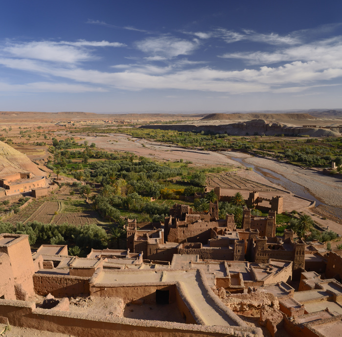 Overview of the Ounila River Valley from the top of Ait Benhaddou near Ouarzazate Morocco, Photo by Reimar Gaertner